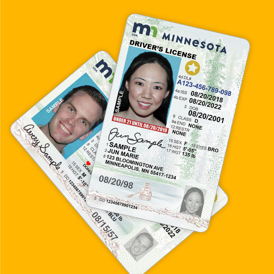 Example Real ID Minnesota driver's licenses