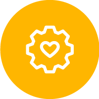 Icon: Gear with heart in center