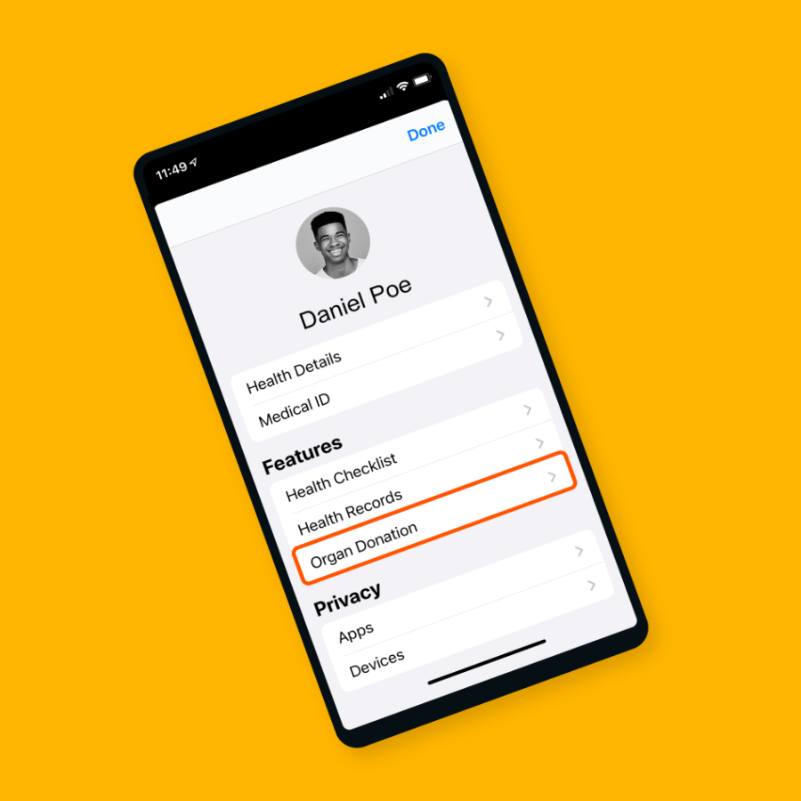 image of phone opened to owner details