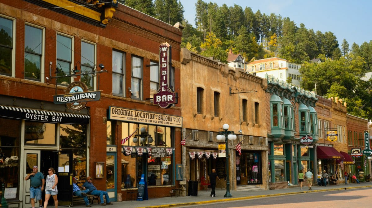 Store fronts on small town street