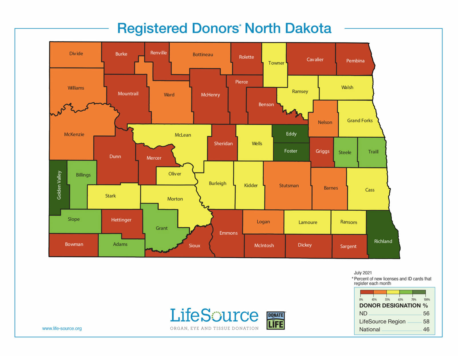 map of ND and designation rate shown by color