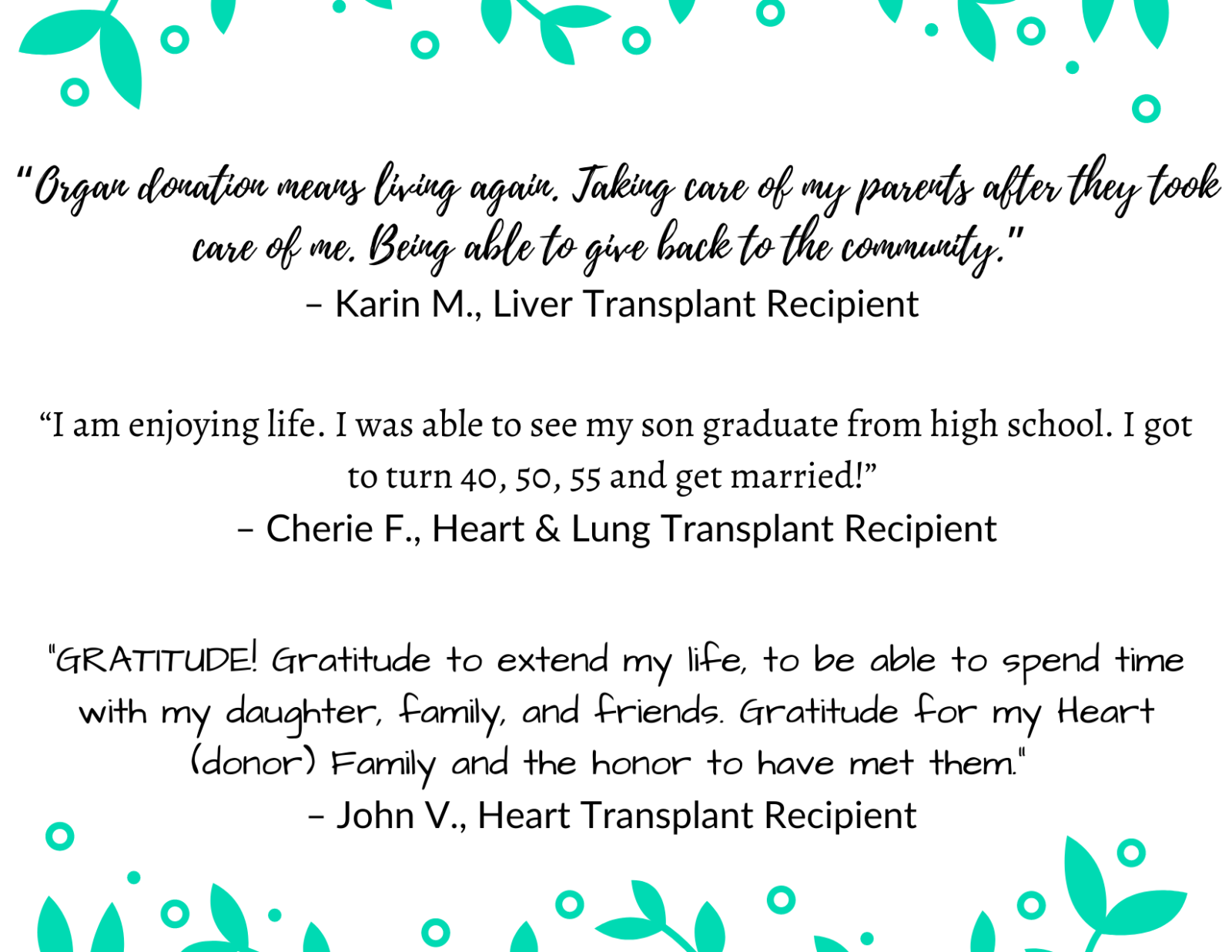 Quotes from transplant recipients