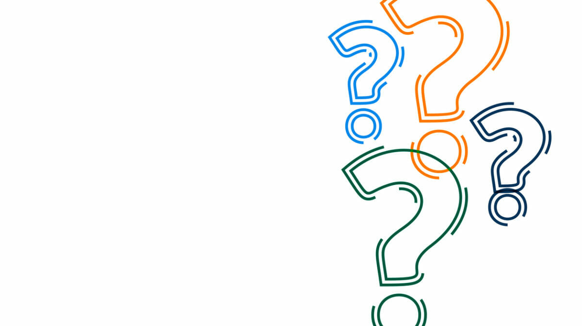 blue, orange, and green questions marks