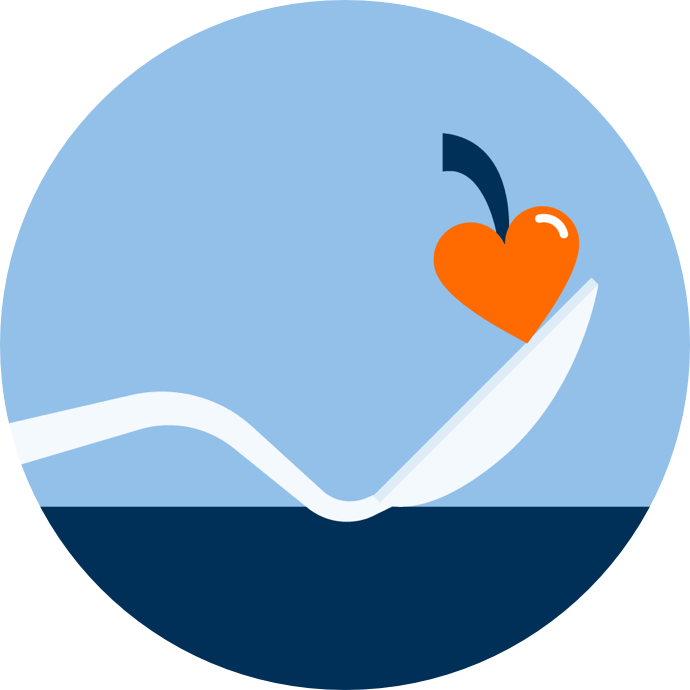 Simple illustration of Cherry on Spoon, representing a famous piece of Minnesota artwork from the Walker Art Museum